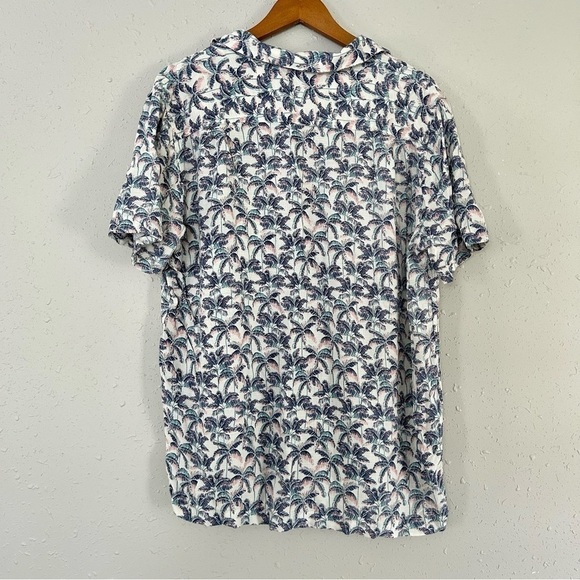 🦋 Caribbean Palm Tree Hawaiian Beach Button Down T-Shirt Large - Picture 3 of 6